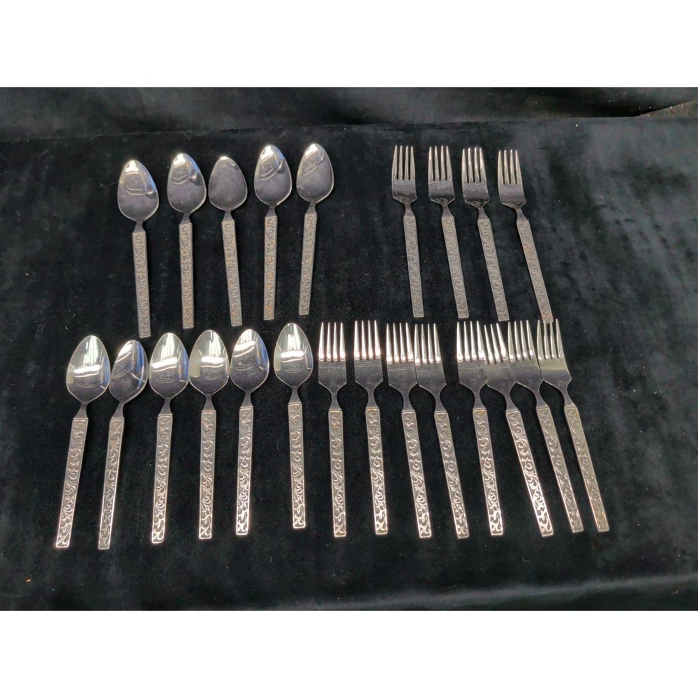 Vintage MCM Riviera Monterey Stainless Japan Flatware Scroll 23 Pieces